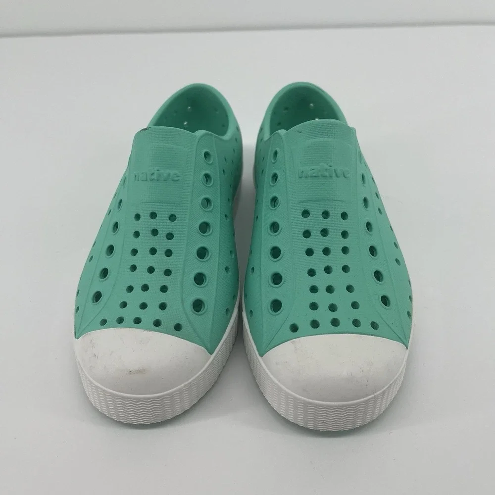 Native Jefferson Kids Fresco Green Shell White Slip On Water Shoes Sneakers C11